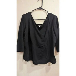 Woman pinup style black blouse w/ 3/4 length sleeves size 4x by Laura Byrnes CA